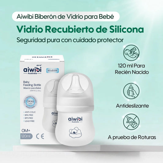 Mamadera de vidrio Aiwibi 120ml 0m+