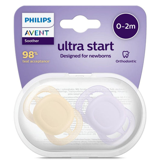 Chupetes Avent Ultra Start 0-2m 2unds Morado y amarillo