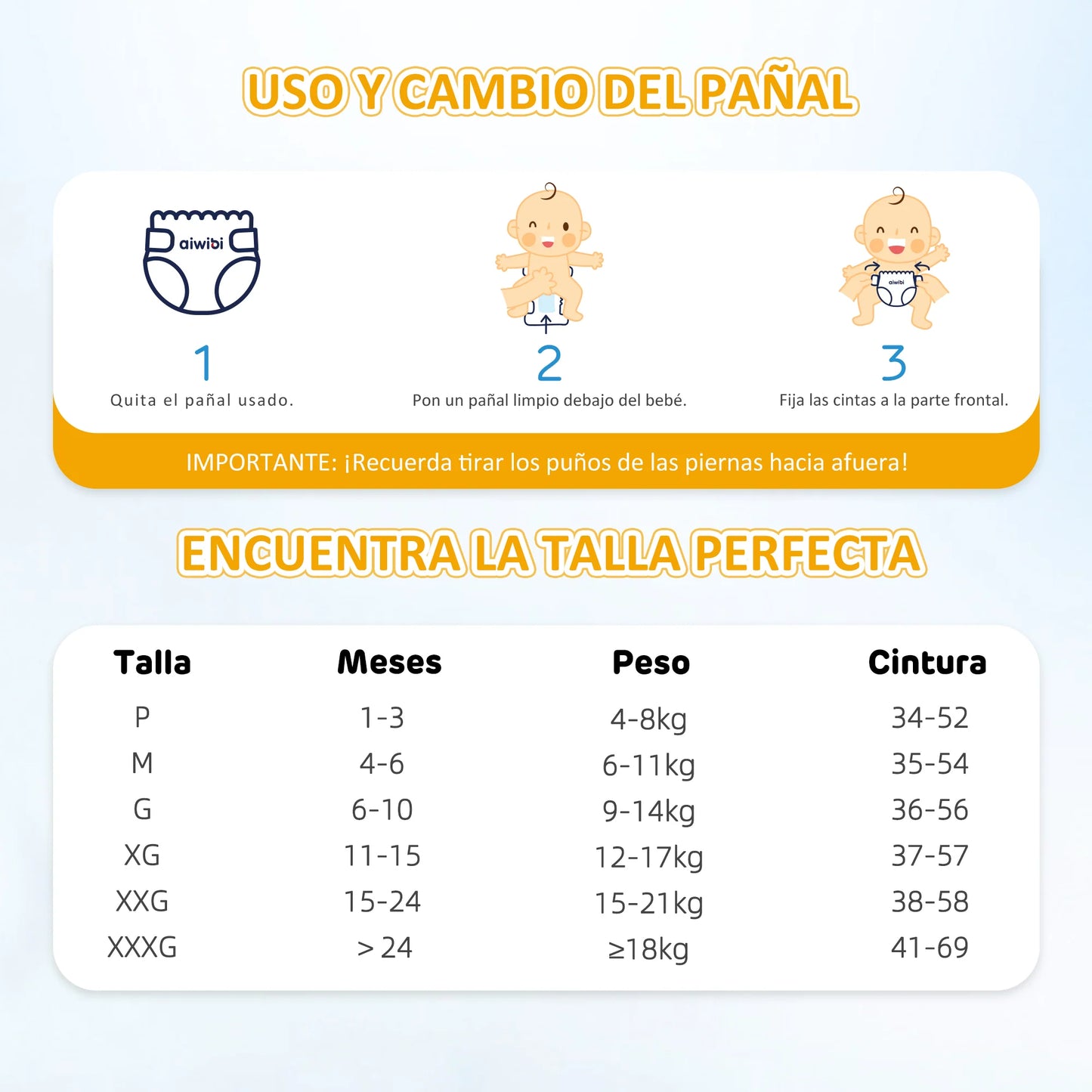 Pañales Aiwibi para bebé Máxima comodidad Dulce noche Talla P - 60und