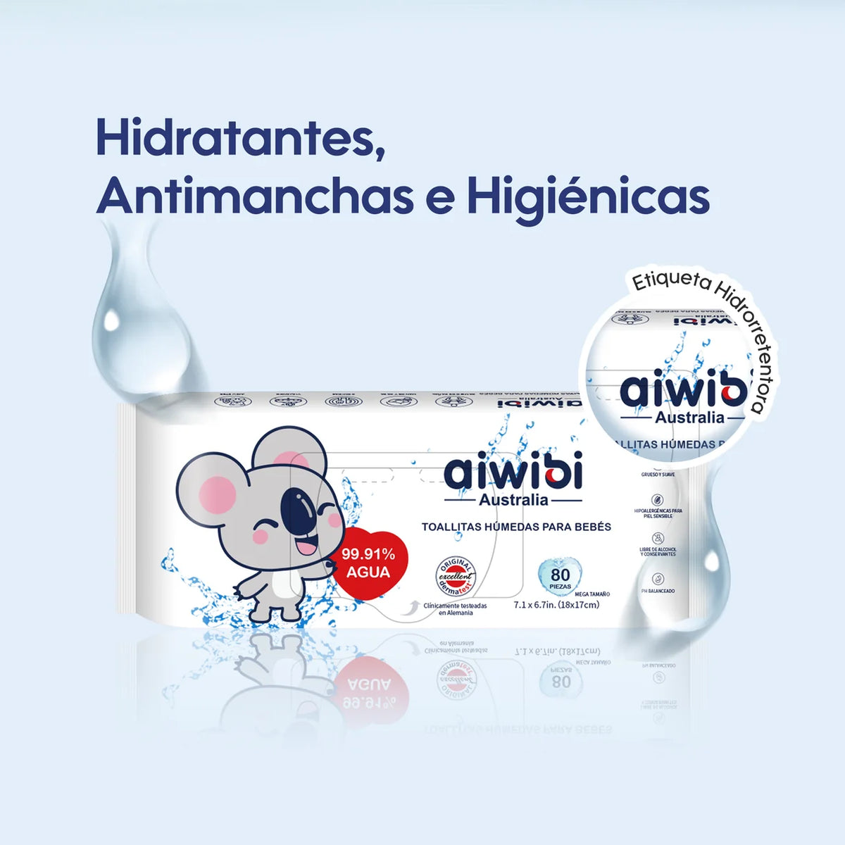 3 paquetes toallitas húmedas para bebés Aiwibi 99,91% de agua - 240und