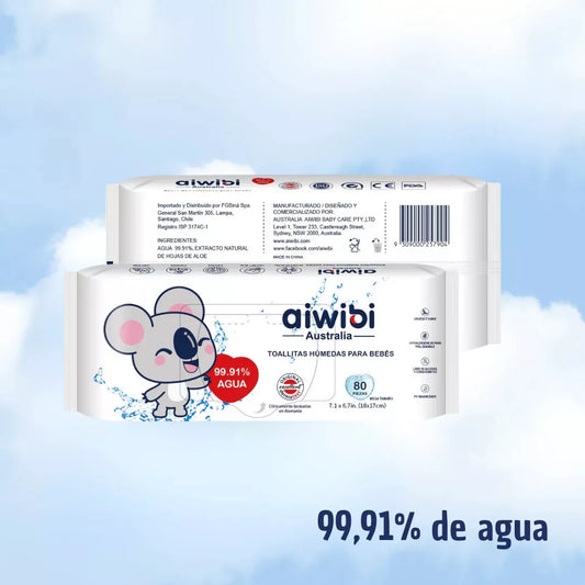Caja 12 Paquetes Toallitas Húmedas Aiwibi Pure Water 960 unds