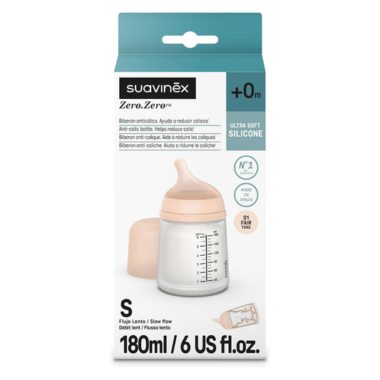 Mamaderas Anticólico Zero Zero 180ml con Tetina de Flujo Lento 0m+
