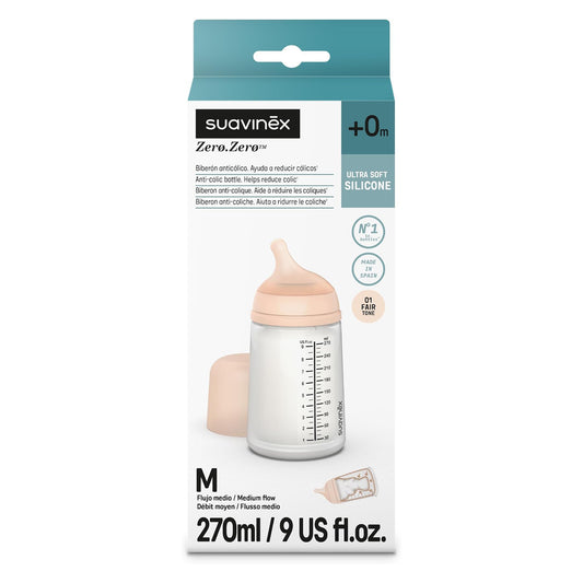Mamadera Anticólicos Zero Zero 270ml con Tetina de Flujo Medio 3m+