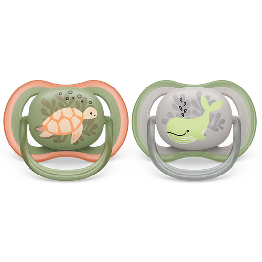 Chupetes Avent Ultra Air 6-18m 2unds Verde y naranja
