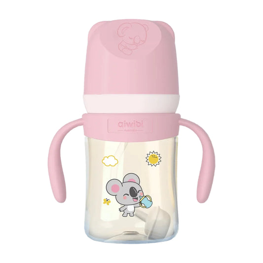 Mamadera Anticólicos Tritán con asas Aiwibi Rosada 180ml 6m+