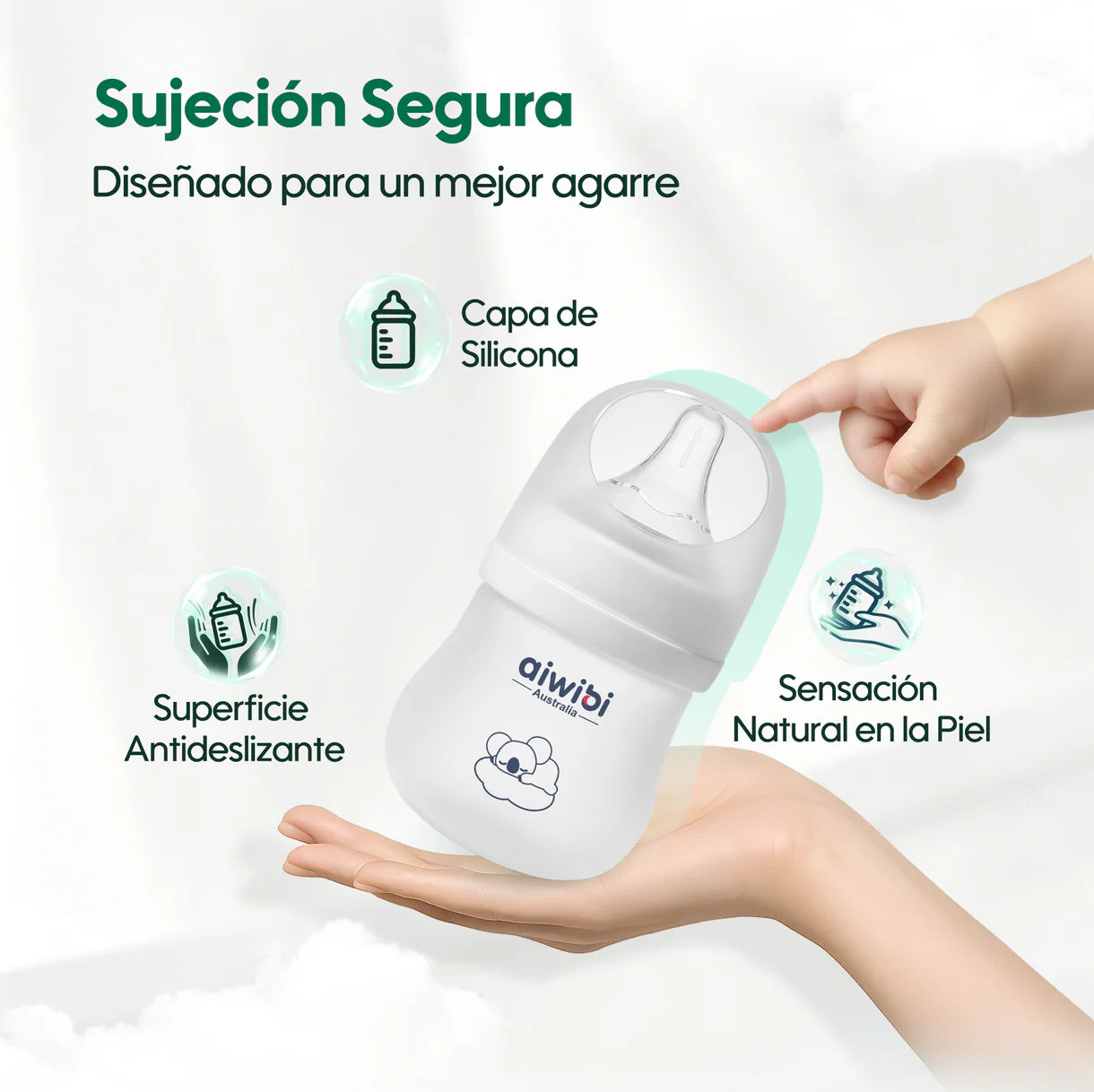 Mamadera de vidrio Aiwibi 180ml 6m+