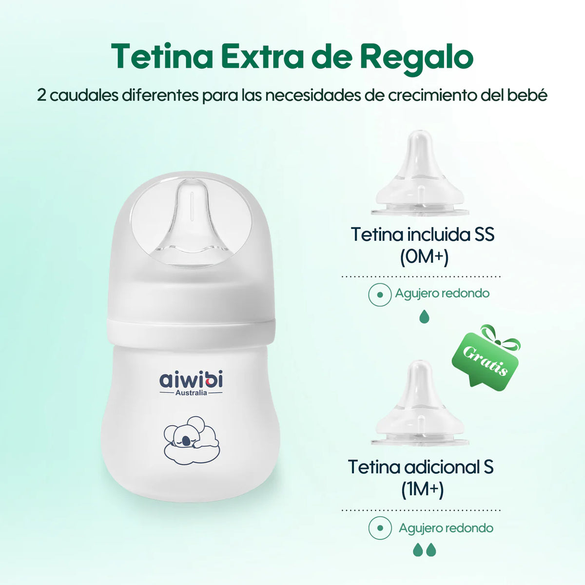 Mamadera de vidrio Aiwibi 120ml 0m+