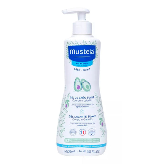 Gel de baño suave para cuerpo y cabello bebé 500ml Mustela