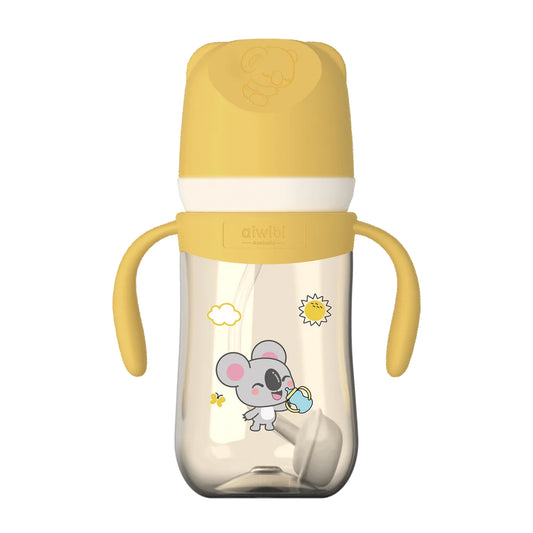 Mamadera y vaso Tritán con asas 2 en 1 Aiwibi Amarillo 270ml 6m+