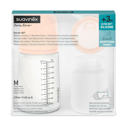 Set mamadera zero zero 270ml flujo medio + repuestos