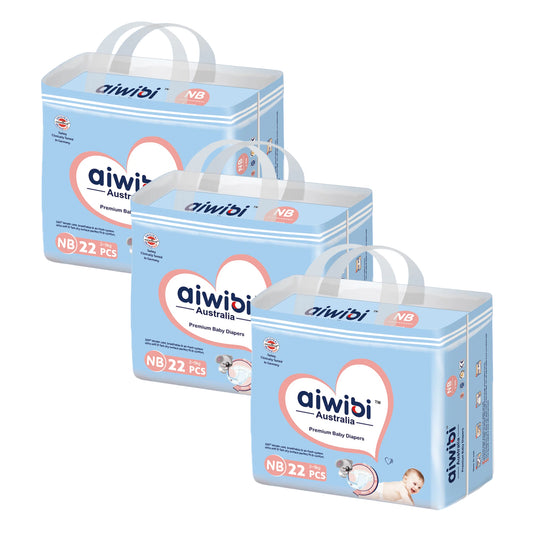 Pack 3 paquetes pañales Aiwibi para bebé Premium Talla Recién nacido RN - 66und