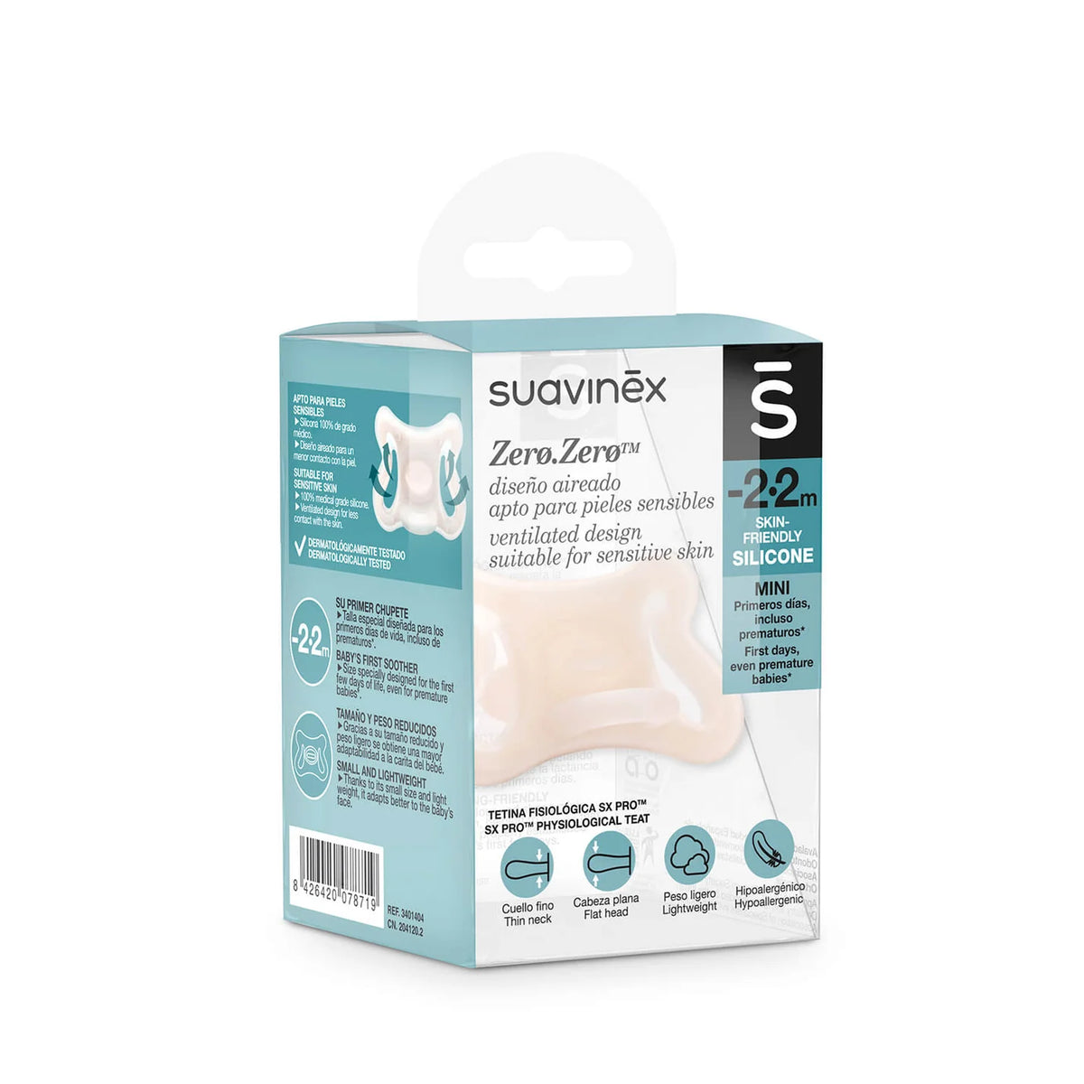 Chupete zero zero prematuro a 2m Suavinex Tetina Fisiológica SX Pro silicona