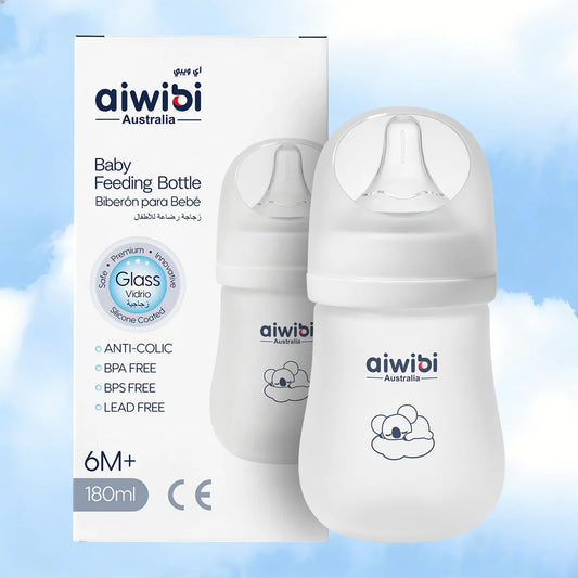 Mamadera de vidrio Aiwibi 180ml 6m+
