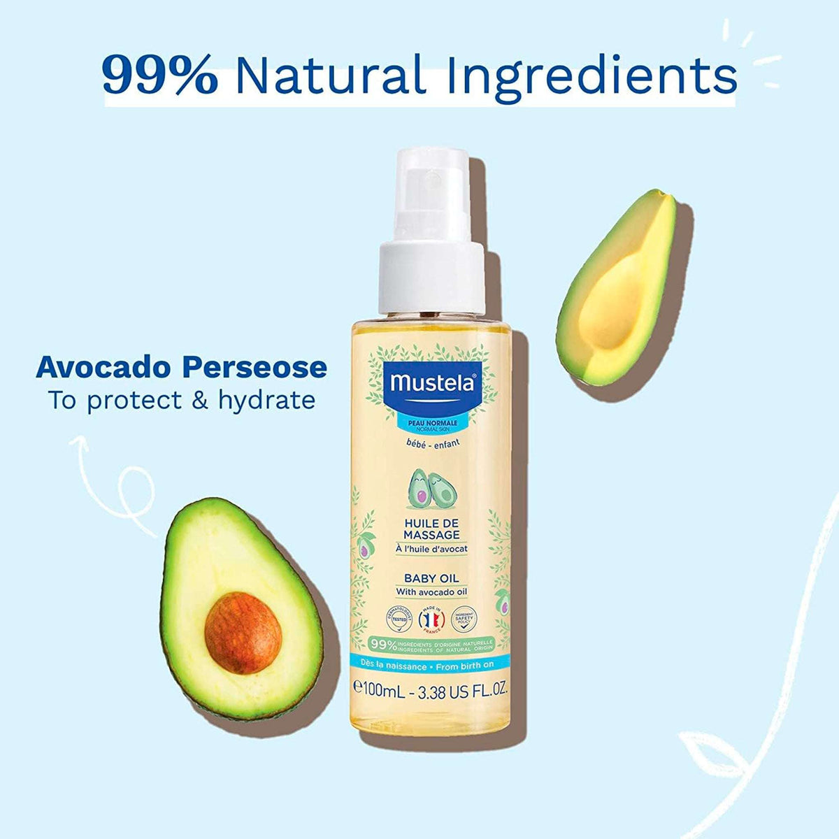 Aceite De Masajes Corporal Bebé 100ml Mustela