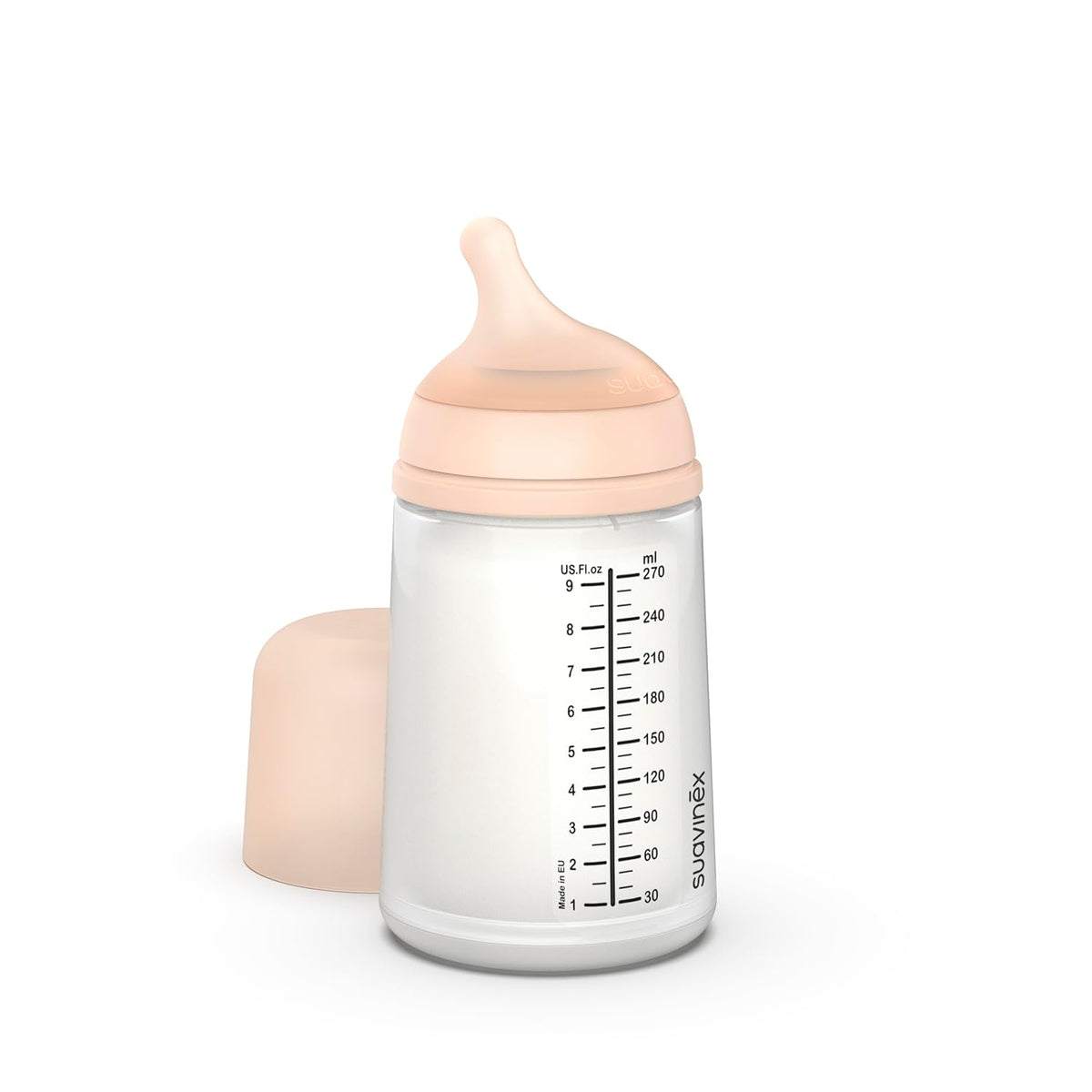 Mamadera anticólicos Zero Zero para bebés, capacidad de 270 ml, con tetina de flujo medio, recomendada para 3 meses en adelante, diseño ergonómico y sistema anticólicos, ideal para una alimentación segura y fluida.
