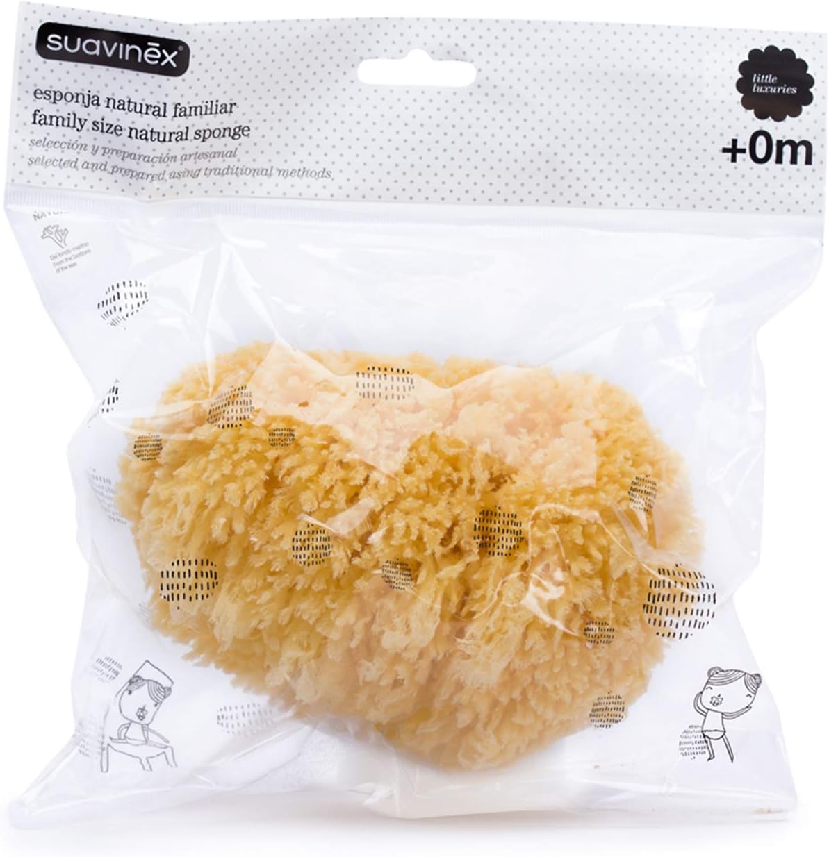Esponja natural del mar para bebé tamaño grande