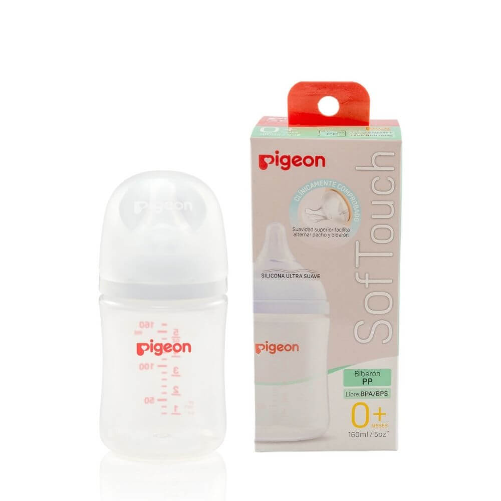 Mamadera PP Softouch Pigeon boca ancha plástico 160ml 0m+