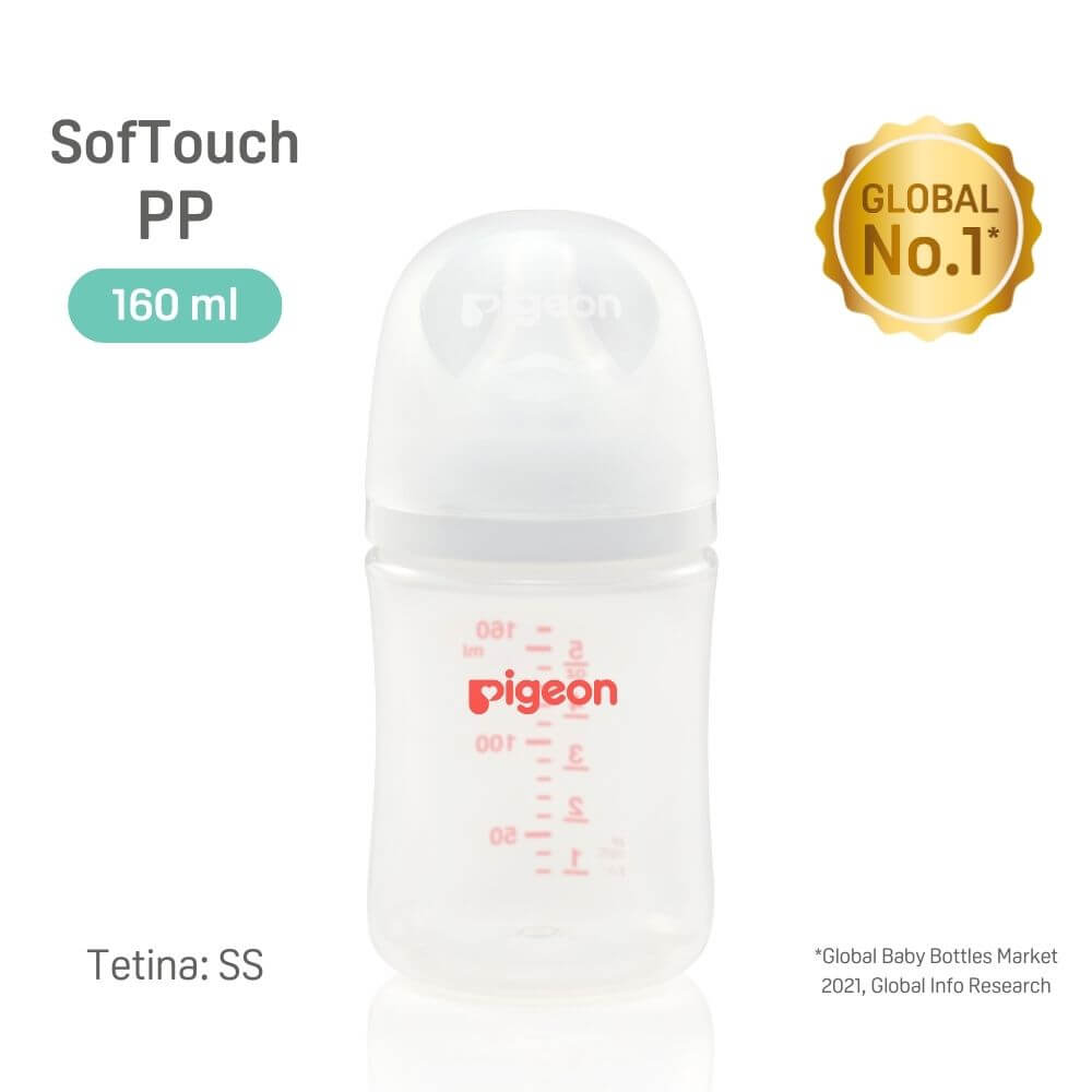 Mamadera PP Softouch Pigeon boca ancha plástico 160ml 0m+