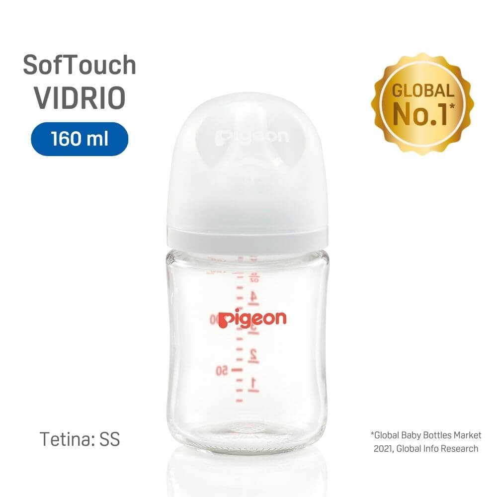 Mamadera vidrio Softouch Pigeon boca ancha 160ml 0m+