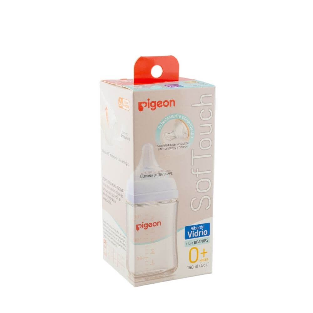 Mamadera vidrio Softouch Pigeon boca ancha 160ml 0m+