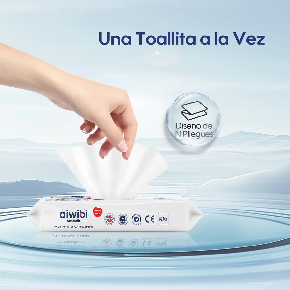 3 paquetes toallitas húmedas para bebés Aiwibi 99,91% de agua - 240und