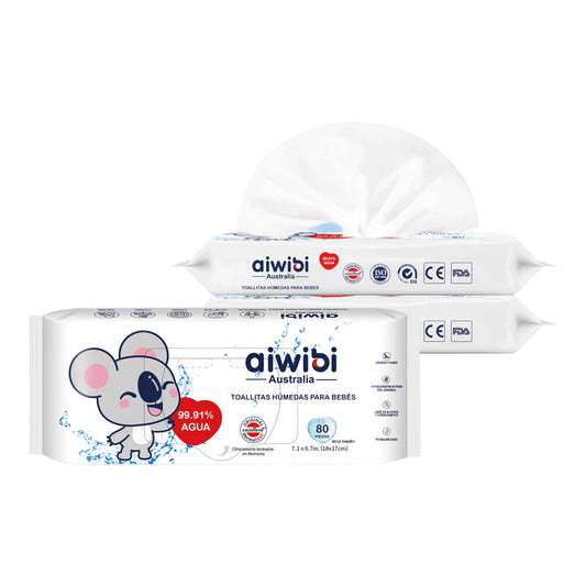 3 paquetes toallitas húmedas para bebés Aiwibi 99,91% de agua - 240und