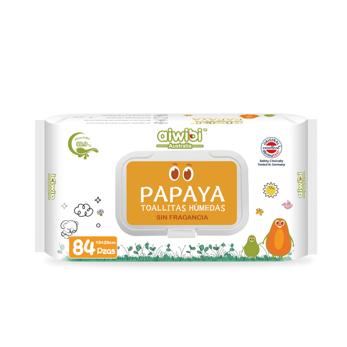 Caja 12 paquetes Toallitas Húmedas Aiwibi extracto de Papaya - 1008unds
