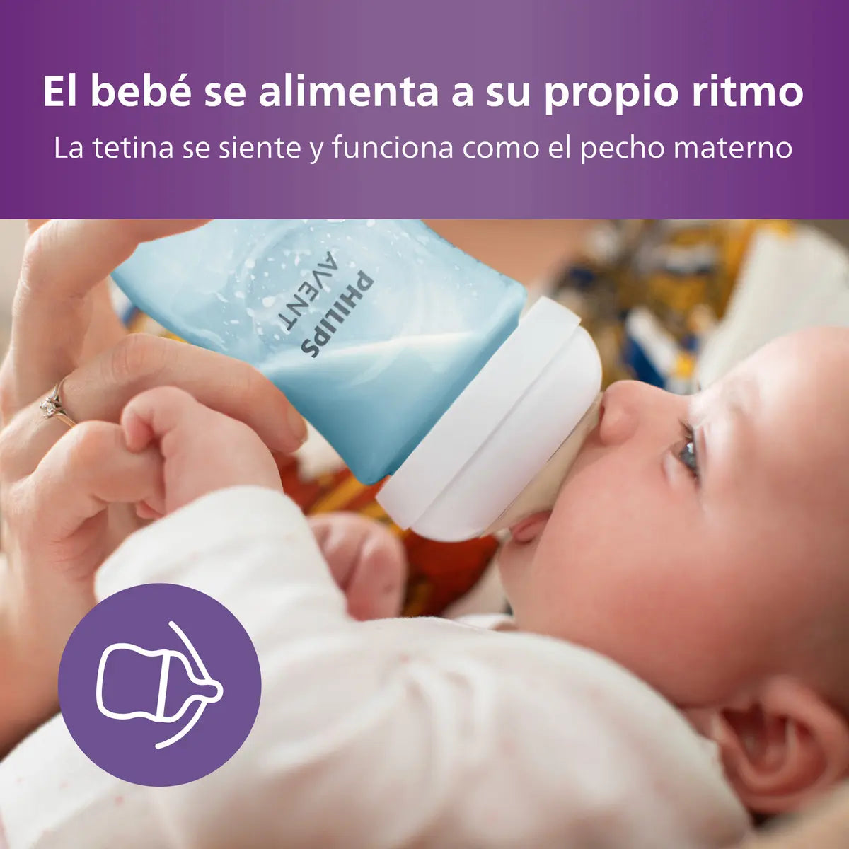 Mamadera natural response Avent 260ml 1m+ Azul