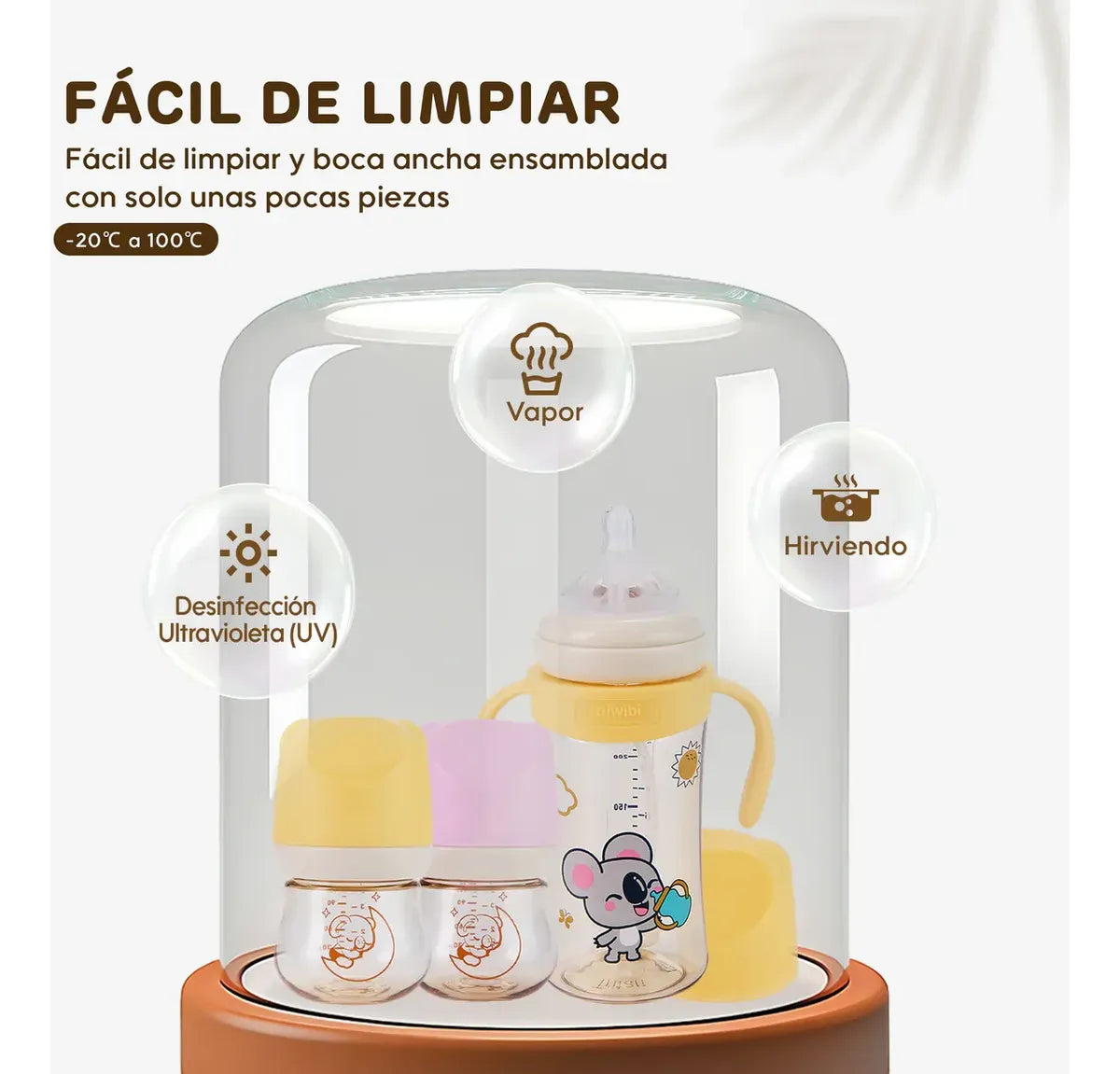 Mamadera y vaso Tritán con asas 2 en 1 Aiwibi Amarillo 270ml 6m+