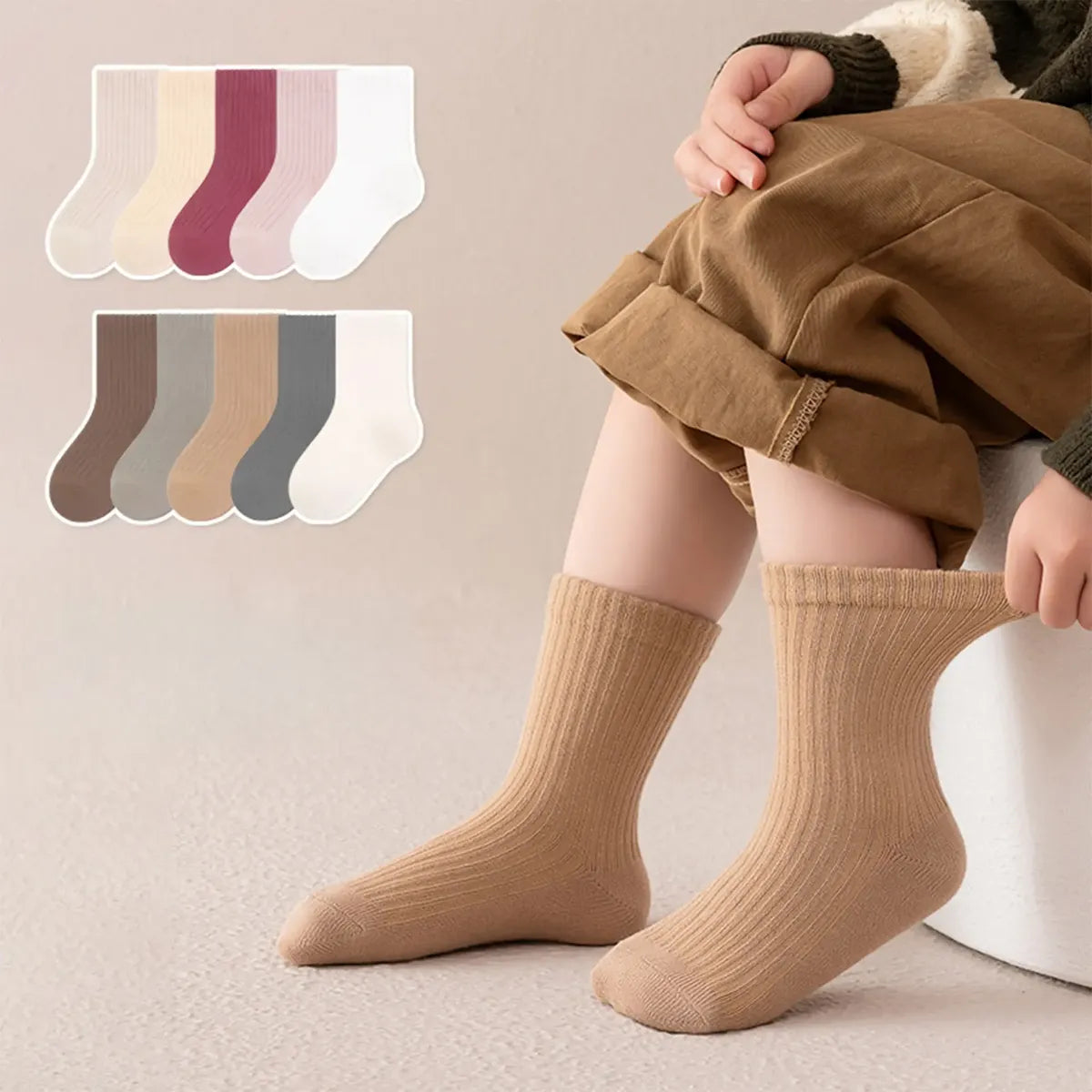 Pack 5 Pares De Calcetines Lisos Infantiles 1-8 años
