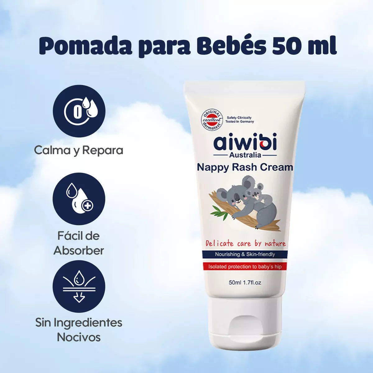 Pomada Crema para Bebés Rozaduras De Pañal 50ml Aiwibi