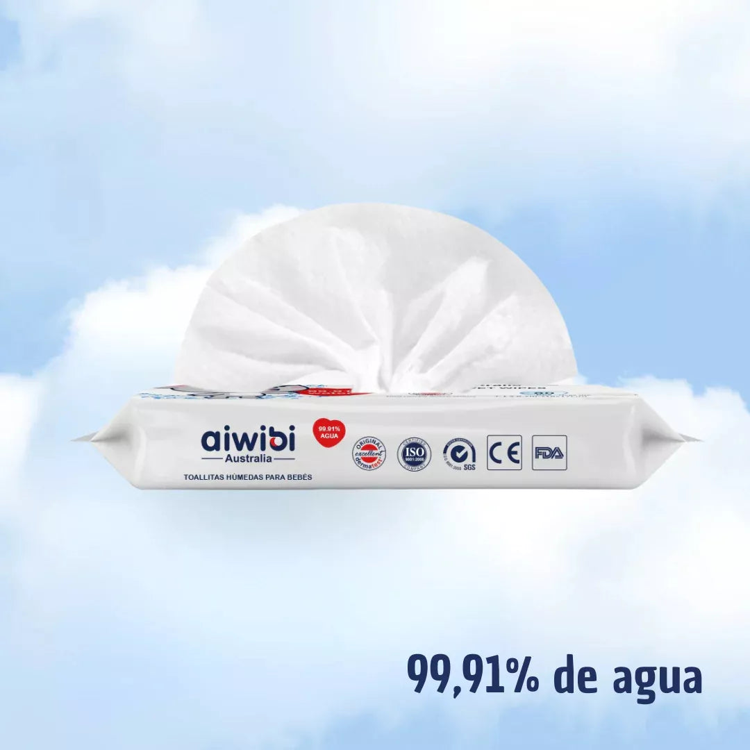 Caja 12 Paquetes Toallitas Húmedas Aiwibi Pure Water 960 unds
