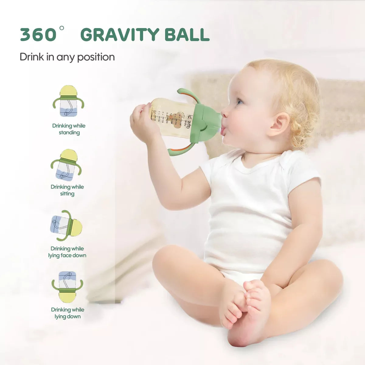 Vaso botella de agua con Bombilla Celeste 300ml Aiwibi
