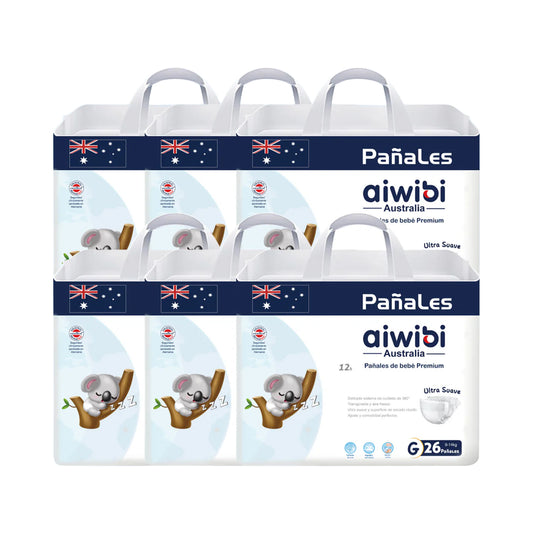 Manga 6 paquetes pañales Aiwibi bebé Premium Talla G - 156und