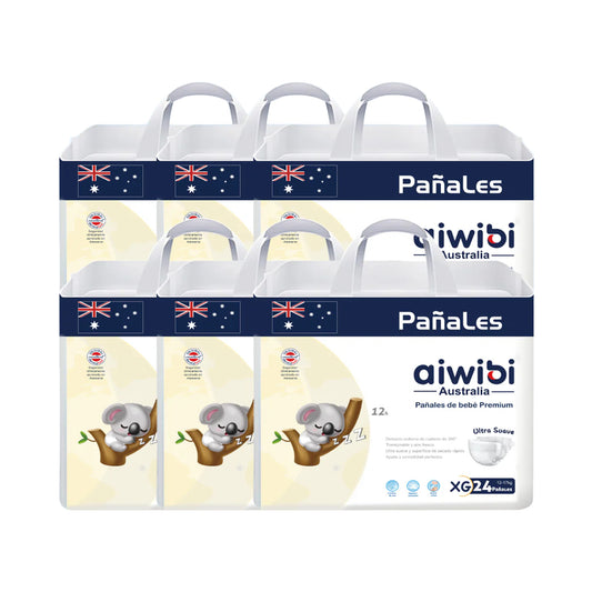 Manga 6 paquetes pañales Aiwibi bebé Premium Talla XG - 144und