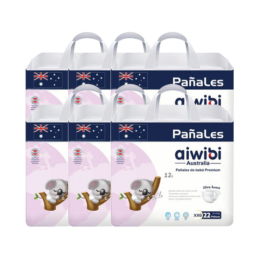 Manga 6 paquetes pañales Aiwibi bebé Premium Talla XXG - 132und