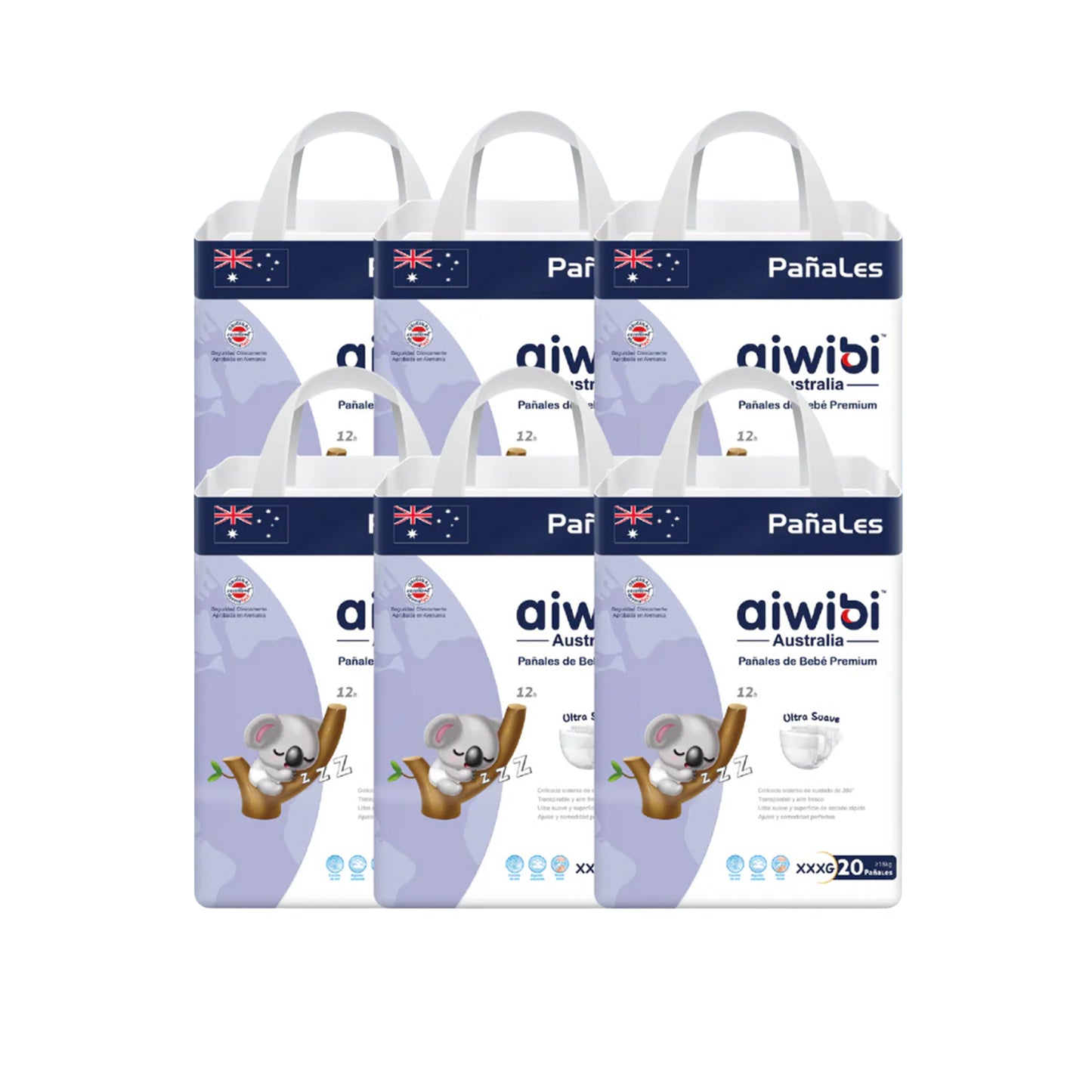 Manga 6 paquetes pañales Aiwibi bebé Premium Talla XXXG - 120und