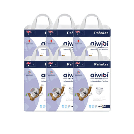 Manga 6 paquetes pañales Aiwibi bebé Premium Talla XXXG - 120und