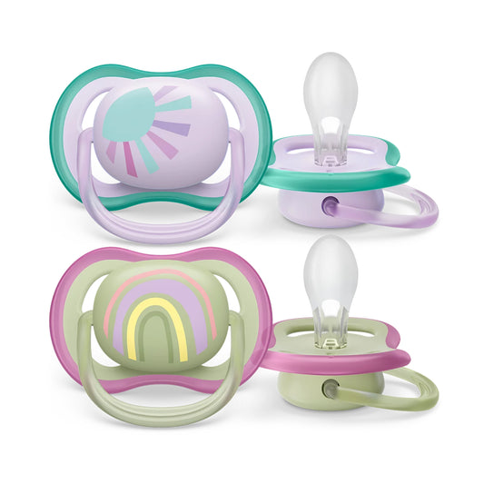 Chupetes Avent Ultra Air 0-6m 2unds Rosado y verde