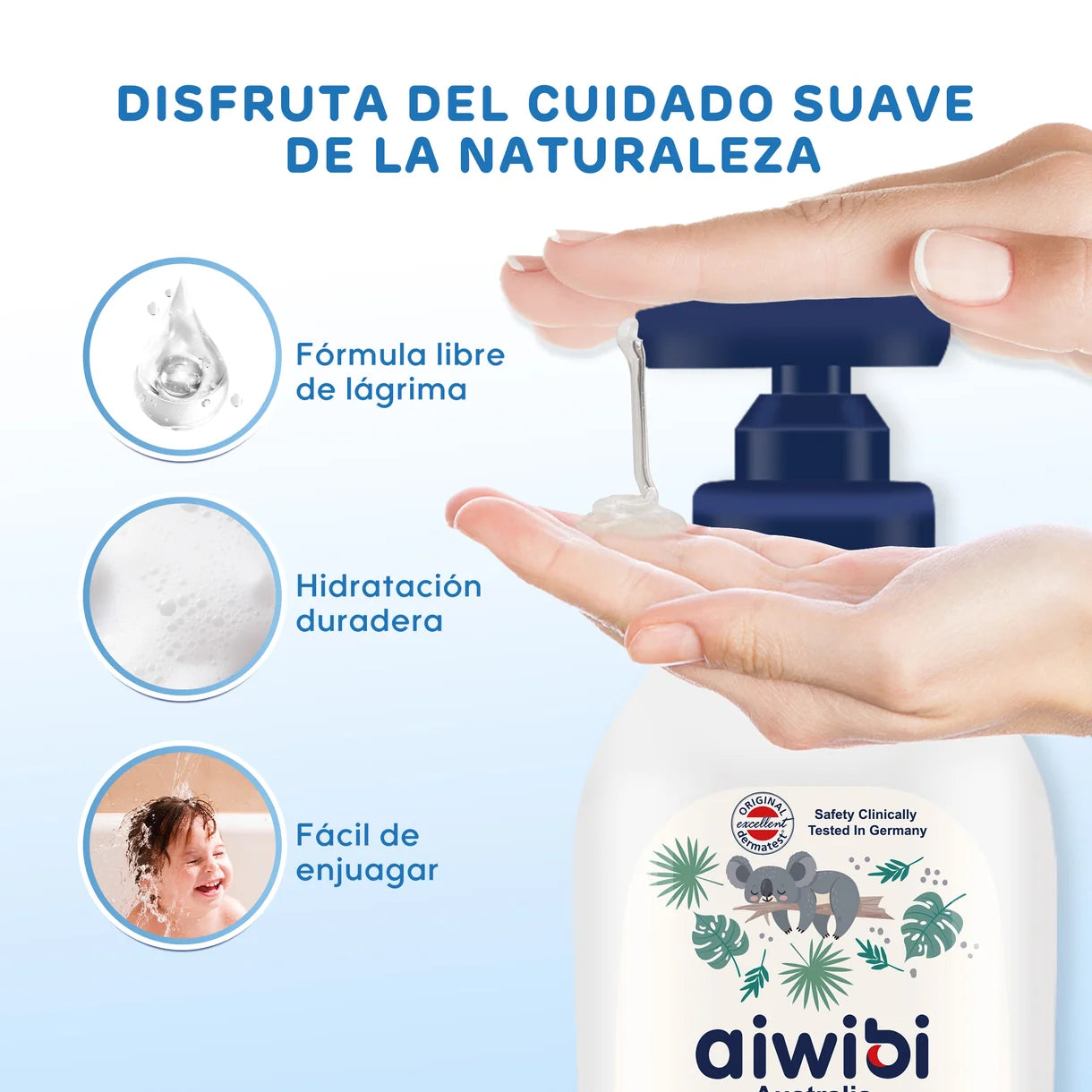Gel De Baño y Shampoo 2 en 1 para bebé 350ml Aiwibi