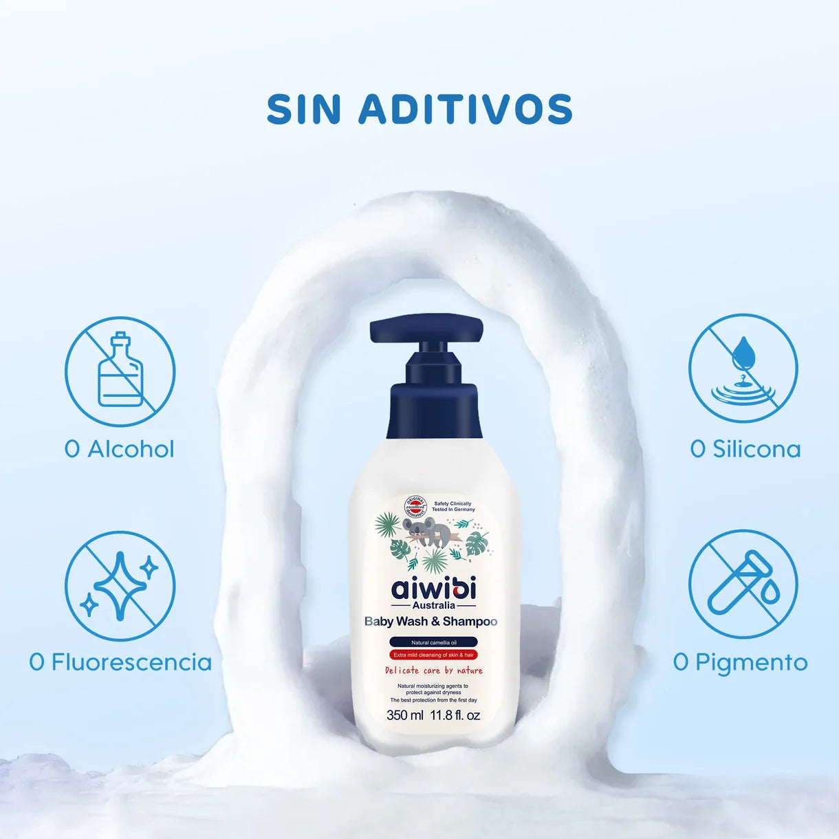 Gel De Baño y Shampoo 2 en 1 para bebé 350ml Aiwibi