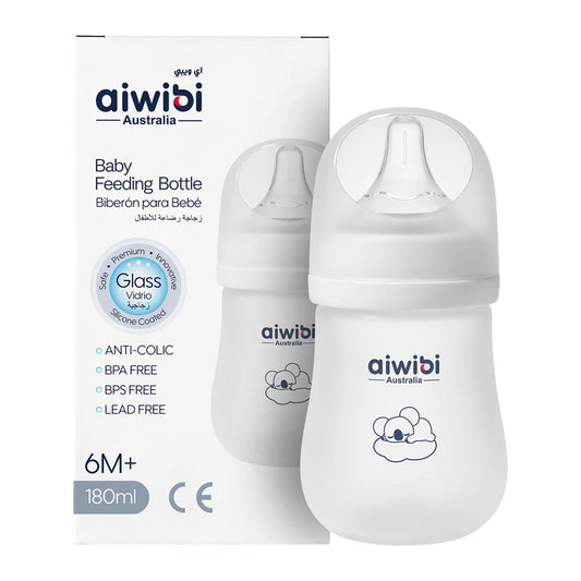Mamadera de vidrio Aiwibi 180ml 6m+