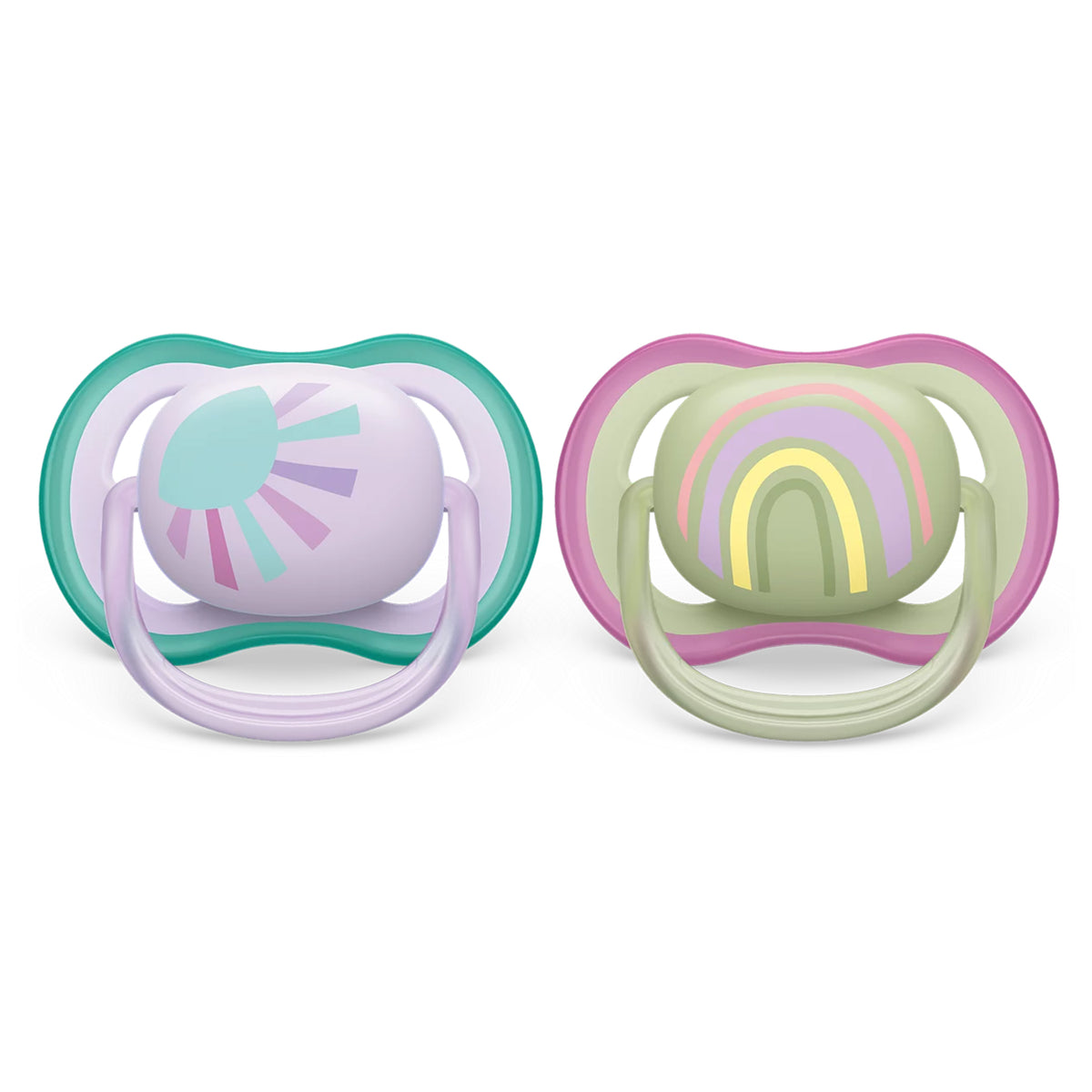 Chupetes Avent Ultra Air 0-6m 2unds Rosado y verde
