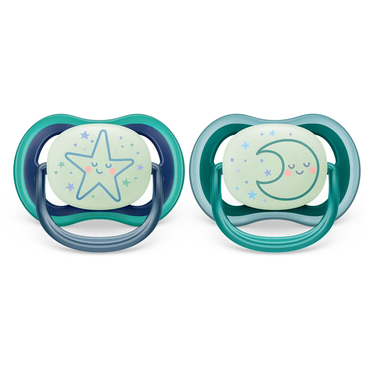 Chupetes nocturnos Avent Ultra Air Nighttime 6-18m 2unds Azul y verde