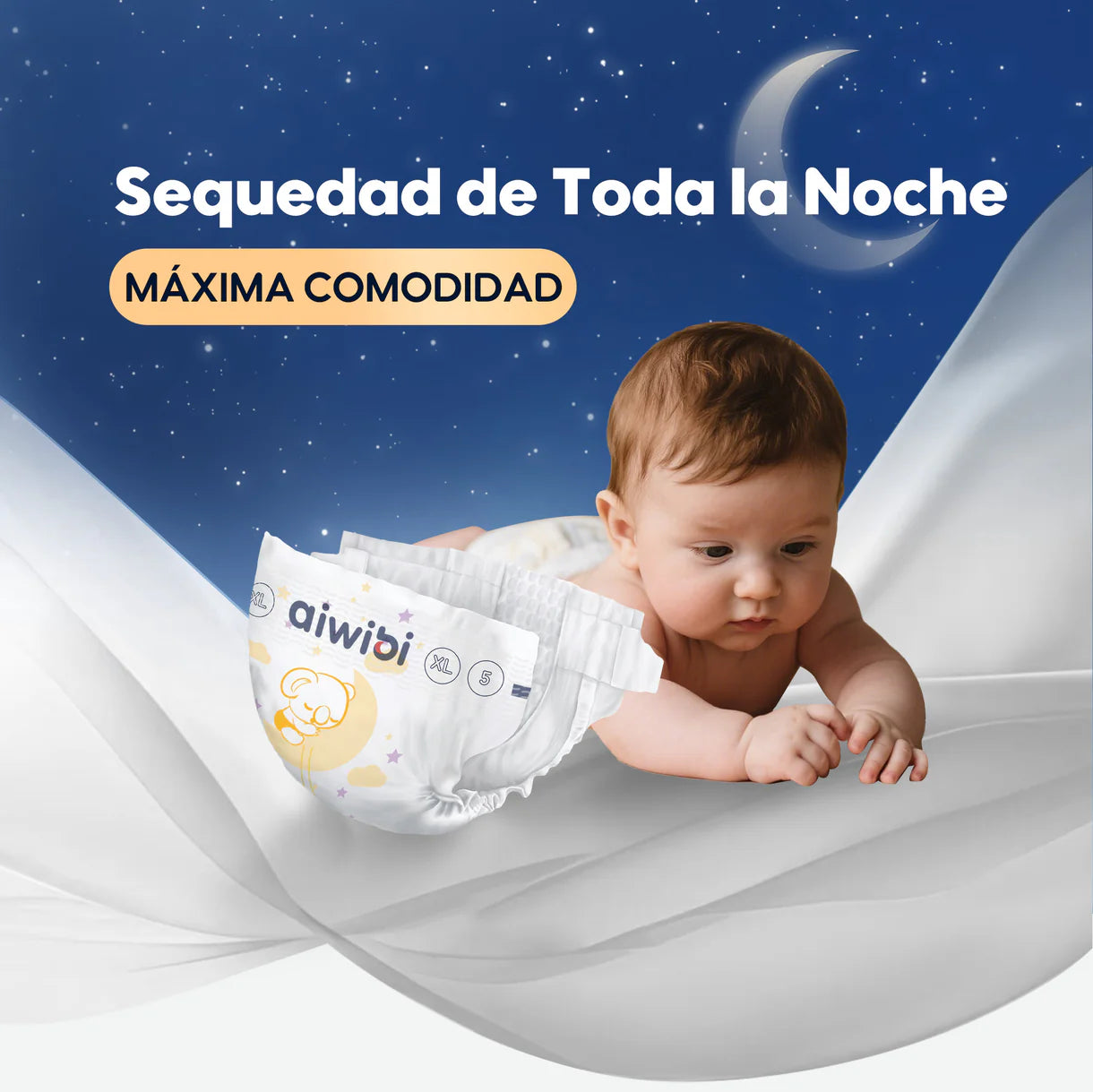 Pañales Aiwibi para bebé Máxima comodidad Dulce noche Talla XG - 42und