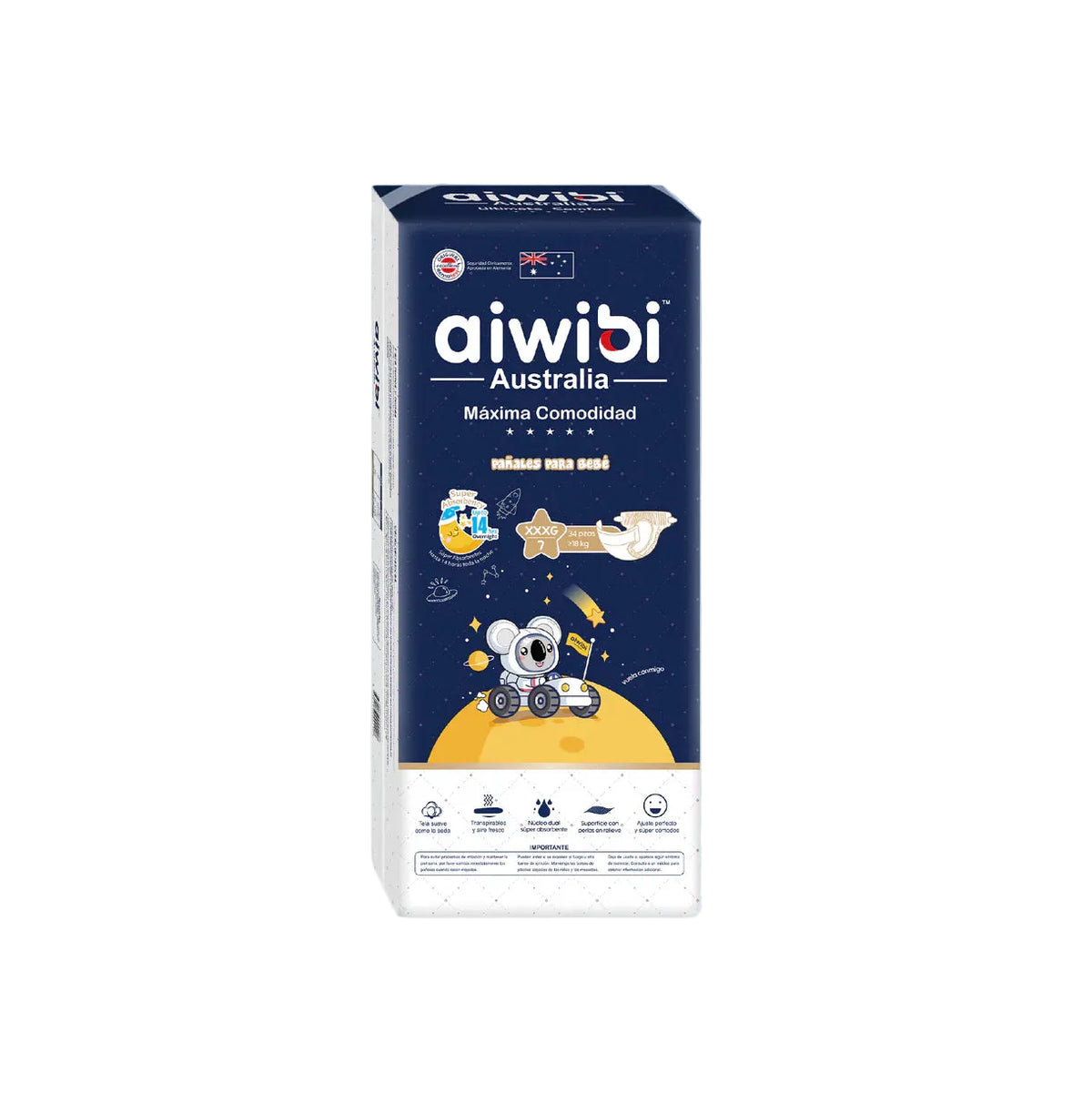 Pañales Aiwibi para bebé Máxima comodidad Dulce noche Talla XXXG - 34und