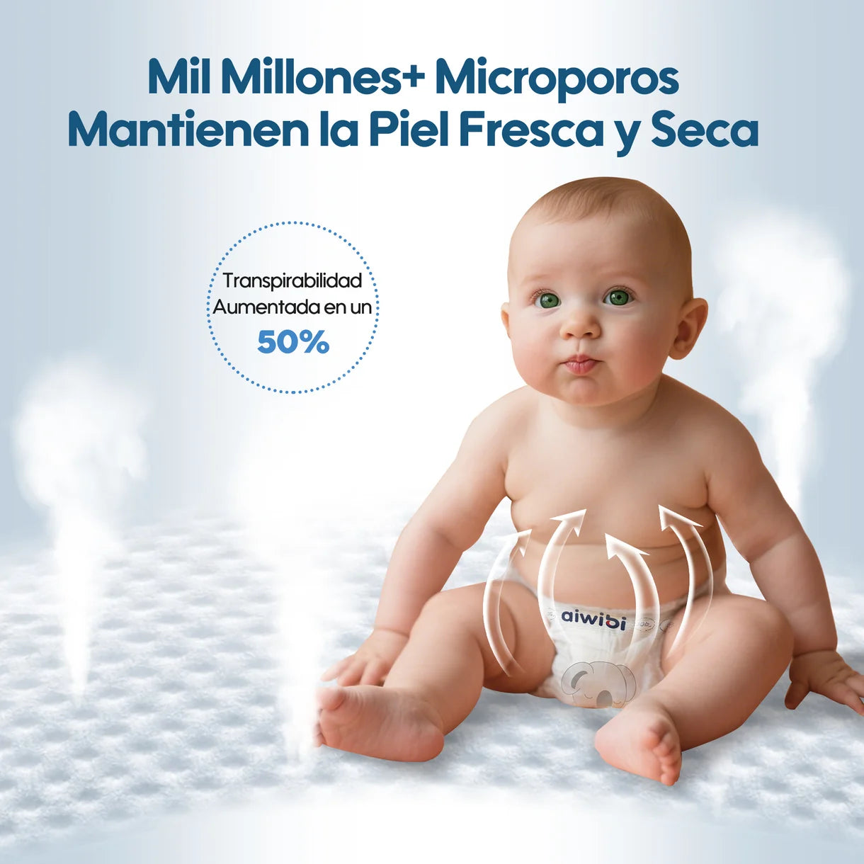 Pack 3 paquetes pañales Aiwibi bebé Premium Talla P - 96und