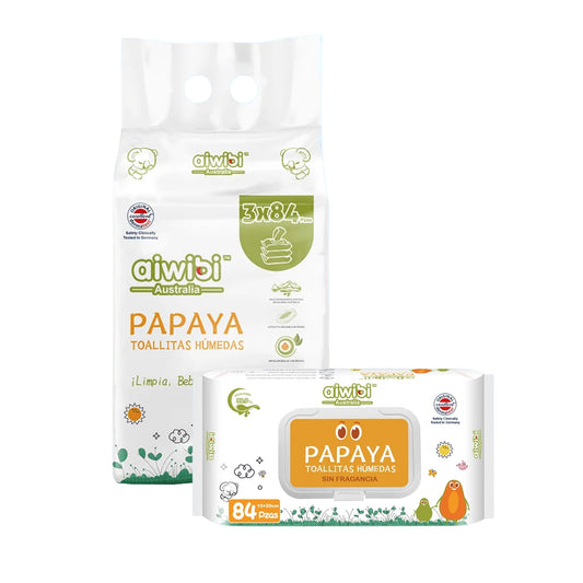 3 paquetes toallitas húmedas para bebés Aiwibi extracto papaya - 252und