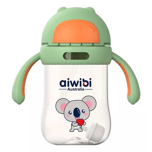 Vaso botella de agua con Bombilla Verde 300ml Aiwibi