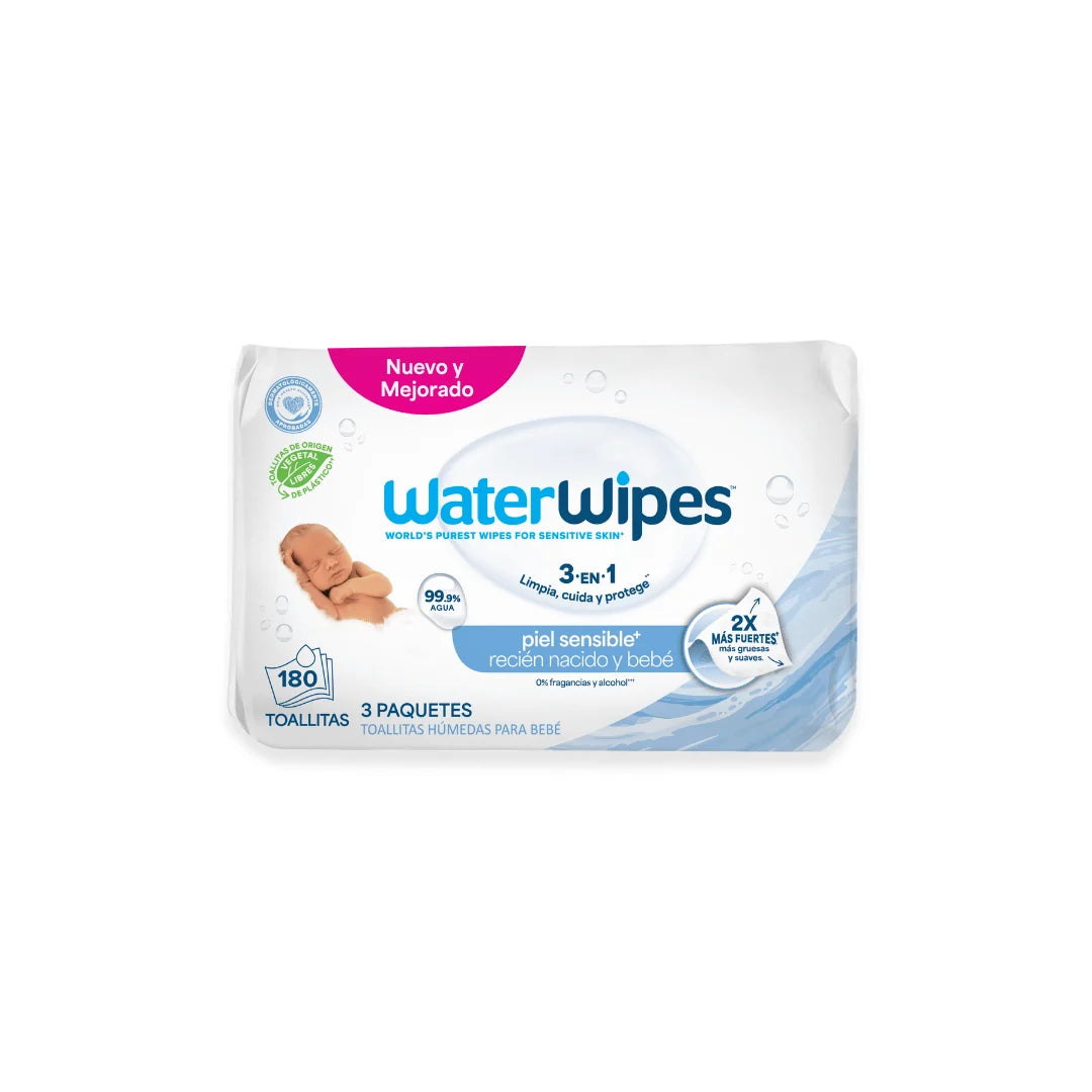 3 paquetes Toallitas húmedas WaterWipes 180unds